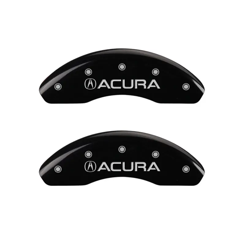 Mgp Engraved 4-Piston Caliper Covers For Acura – Front & Rear, Black Base With Silver Accent 1