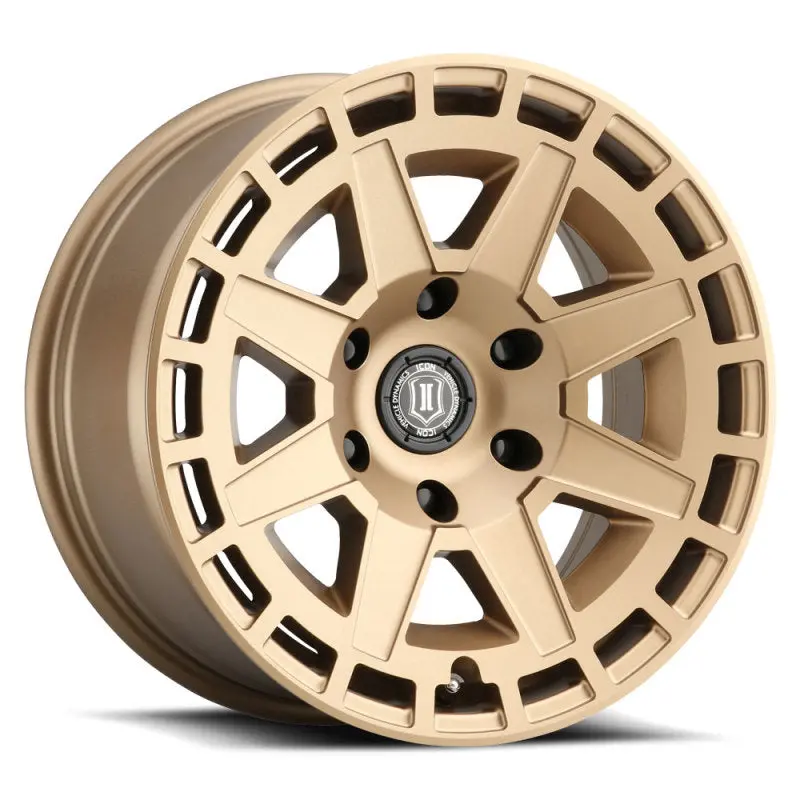 Icon Compass Forged Aluminum Wheel — 17X8.5 Inches, 6X135Mm Bolt Pattern, 6Mm Offset, 5-Inch Backspace, Satin Brass Finish 1