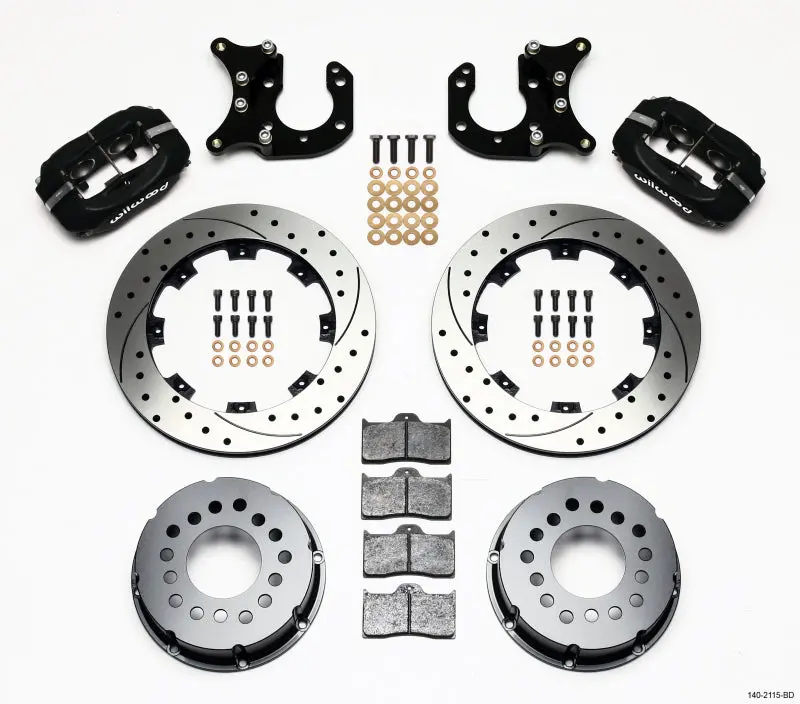 Wilwood Forged Dynalite Power Steering Rear Brake Kit – Big Ford, Drilled Rotors, 2.36" Offset 1