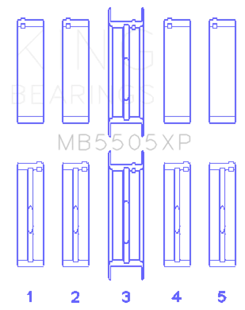 King Ford V8 351Ci 5.8L / 400Ci 6.6L 16V (Size .001) Main Bearing Set 1