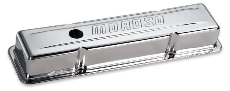 Moroso Stamped Steel Chrome Valve Cover With Internal Baffle – Fits Chevrolet Small Block Engines 1
