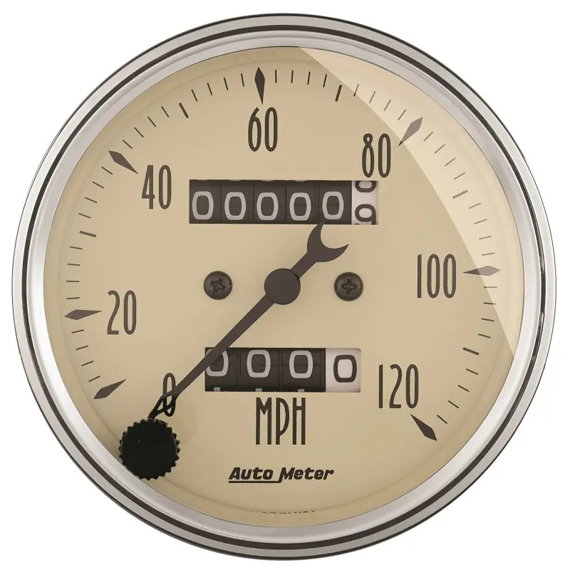 Autometer Mechanical Speedometer – 3-1/8", 120 Mph Range, Antique Beige Dial 1