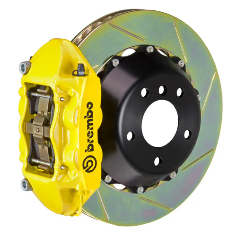 Brembo Rear Gt Big Brake Kit For 2006–2012 Bmw 325I/328I (Non-Xdrive) — 4-Piston Calipers, 345X28Mm Two-Piece Slotted Rotors, Type 1 Yellow Finish 1