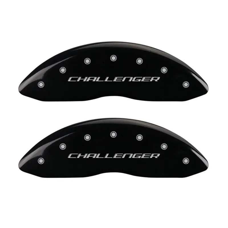 Mgp Engraved 4-Piston Caliper Covers For Dodge Challenger – Black Finish With Silver Accents 1