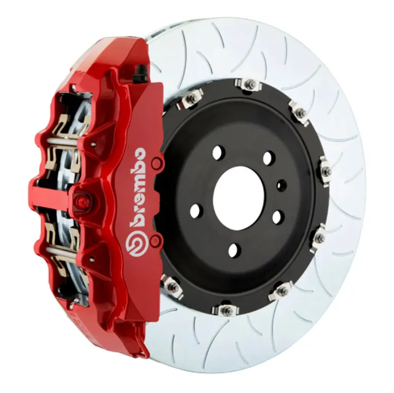 Brembo Front Big Brake Kit For 2015–2023 Ford Mustang Gt/V6/Ecoboost – 380X34Mm Slotted Two-Piece Rotors, Red Calipers 1