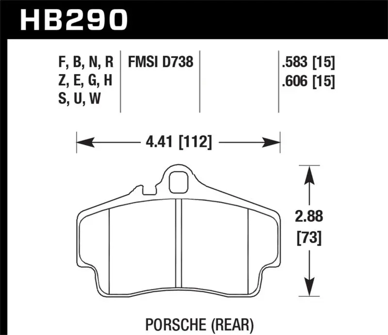 Hawk Er-1 Rear Brake Pads For 1997–1999 Porsche Boxster 2.5L Base With 4-Piston Calipers 1