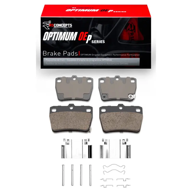 R1 Optimum Oe Replacement Brake Pad & Hardware Kit For 2004–2005 Toyota Rav4 Rear Axle 1