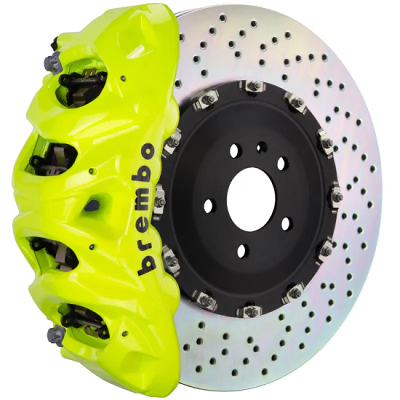 Brembo Gt Big Brake Kit For 2019+ Bmw X5 (G05) & 2020+ X6 – Front, 6-Piston Calipers, 405X34Mm Drilled Two-Piece Rotors, Fluorescent Yellow Finish 1