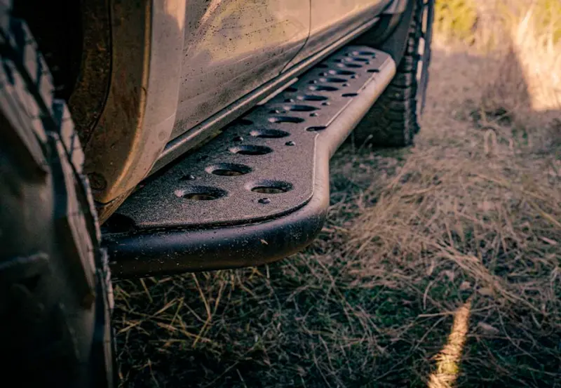 Cali Raised Toyota Tacoma Rock Sliders For 2005–2023 Double Cab Long Bed – Steel Step Edition, No Kick-Out Design 1