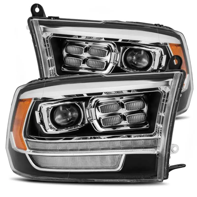 Alpharex Luxx Led Projector Headlights For 2009–2018 Dodge Ram 2500 – Plank-Style Black Housing With Adaptive Lighting & Drl 1