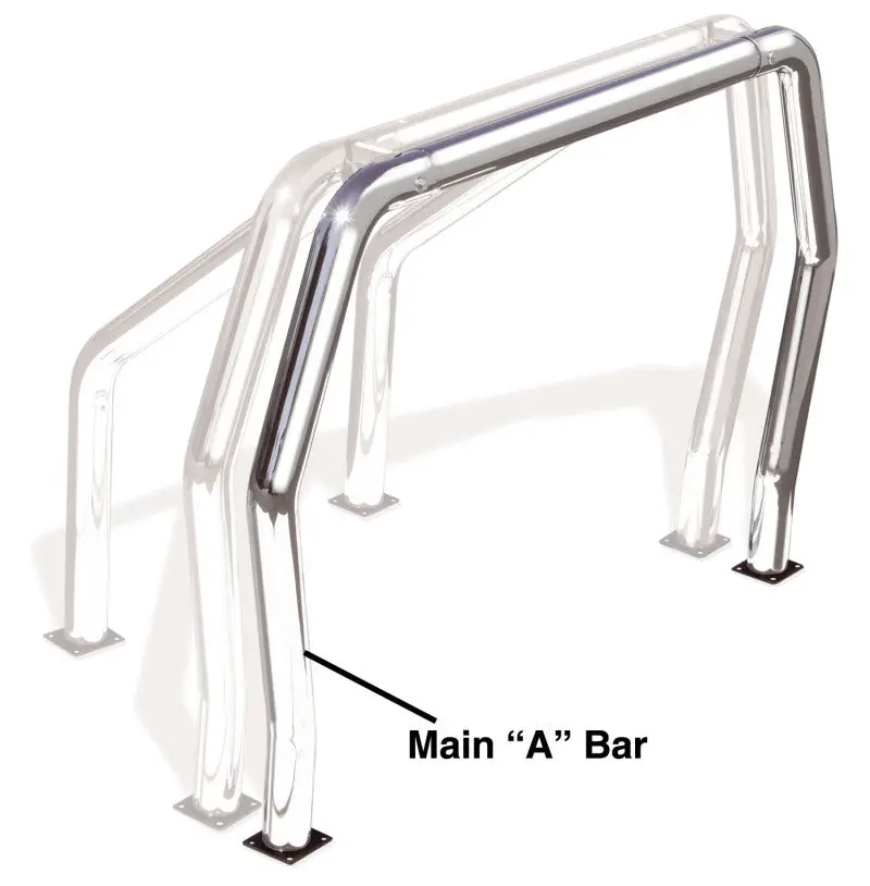 Go Rhino Universal Chrome A-Bar Bed Rail – Front-Mount, Requires Drilling 1