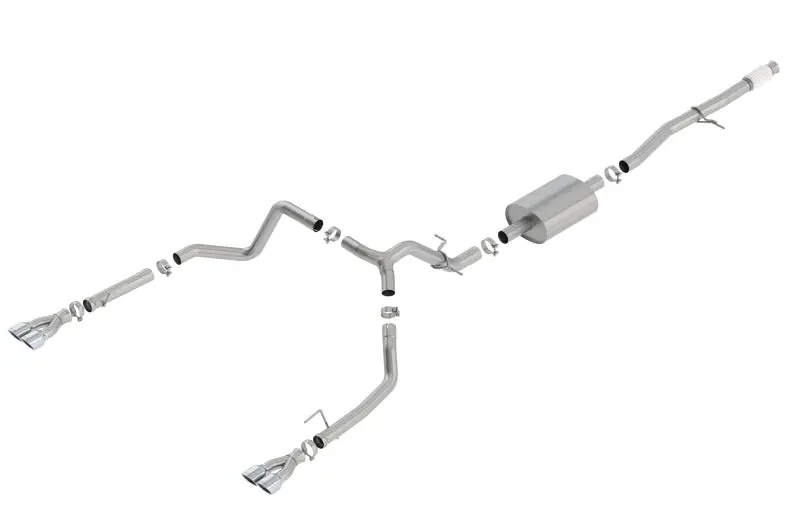 Borla S-Type Cat-Back Exhaust For 2019 Chevrolet Silverado 1500 (5.3L V8, Crew Cab Short Bed, 147.4-Inch Wheelbase) With Quad Square Tips 1